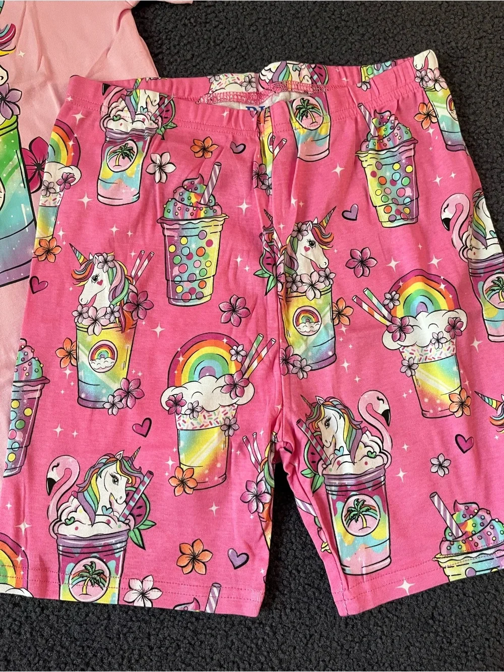 Kids Pink Unicorn Rainbow Short Sleeve Pajama Set - PJ Brand